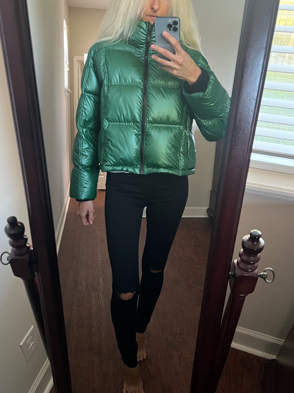 ANTONIO MELANI Shiny Green Puffer Jacket